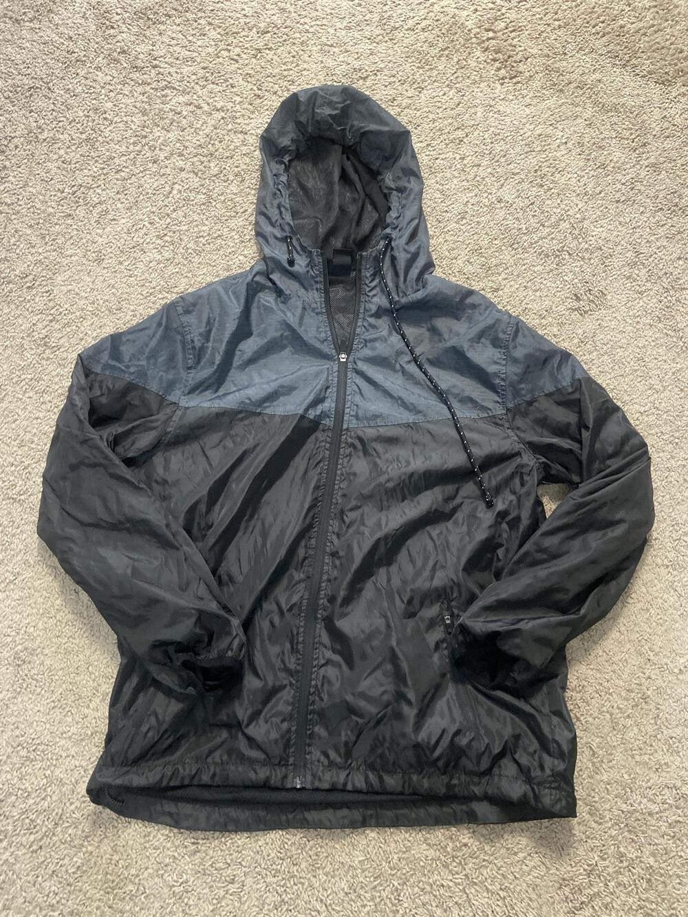 NFL Shield Jacket Mens Large Black NFL Football Full Zip Hooded Windbreaker